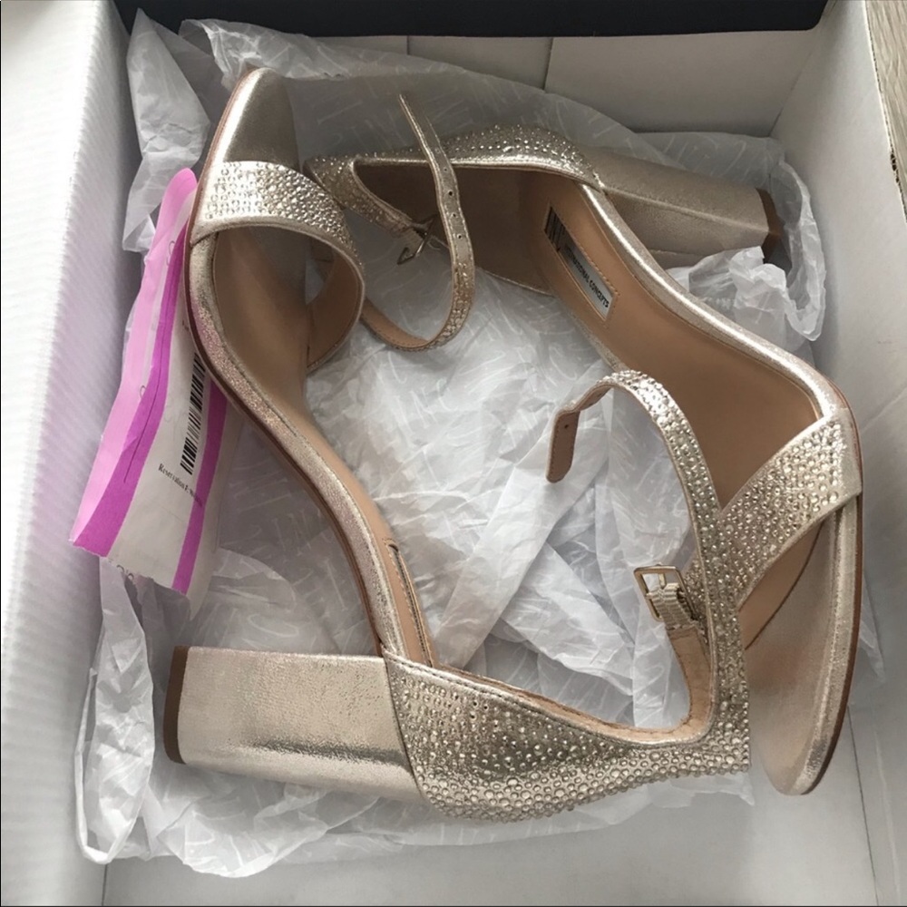 I.N.C. Kivah Two-Piece Sandals Metallic Block Heel - Picture 2 of 5